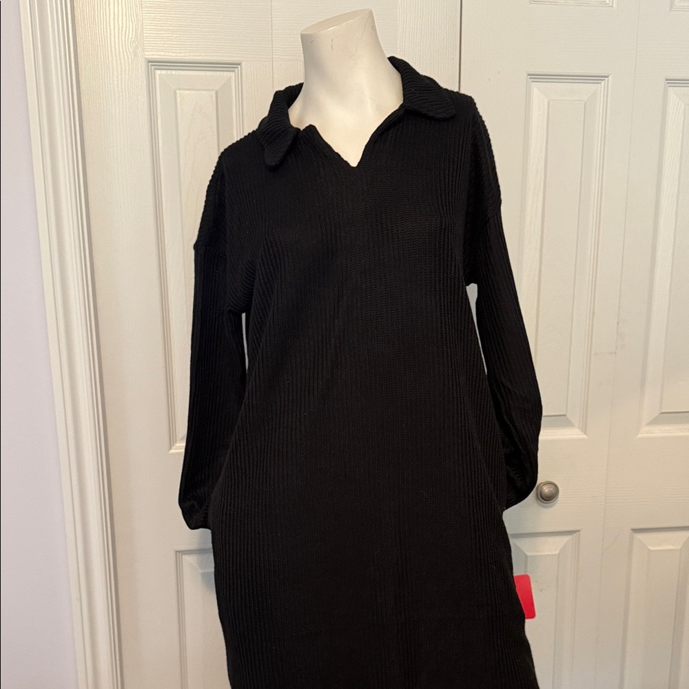 NEW Elegant Lined Black Sweater Dress with pockets! Create a bundle & save!